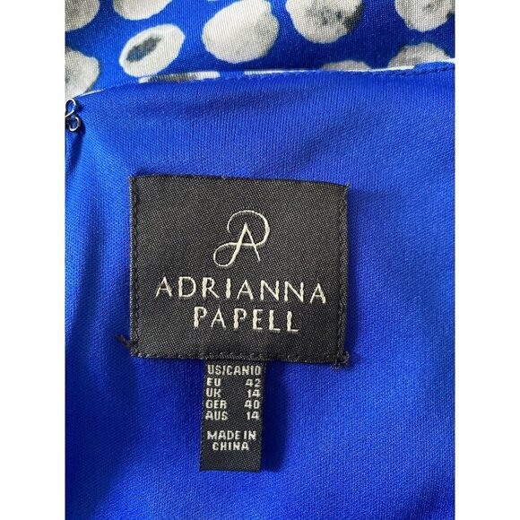 Adrianna Papell Front Twisted Ruched Sheath Dress, Blue Multi Women’s Size 10 - Picture 8 of 10